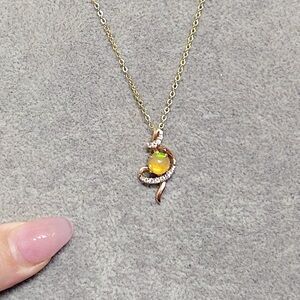 LeVian 14KT Rose Gold, Fire Opal & Natural Mined Diamond Pendant / Necklace